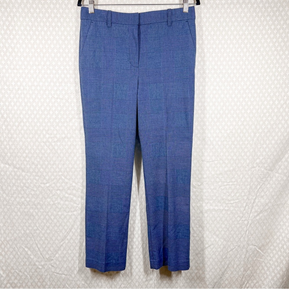 Rebecca Taylor Blue Plaid High Rise Taper Trouser Pants